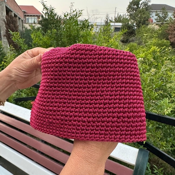 Handmade Red Knit Beanie main image 4